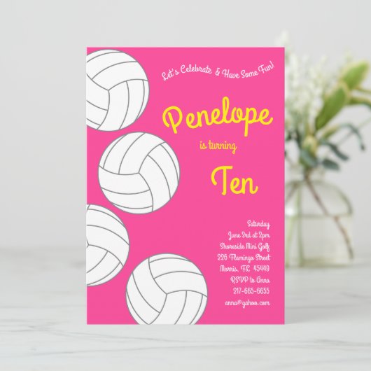 Volleyball Kindergeburtstag Party Sport Einladung (Stehend Vorderseite)