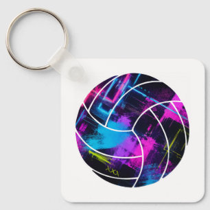 Volleyball Kunst Neon Schlüsselanhänger