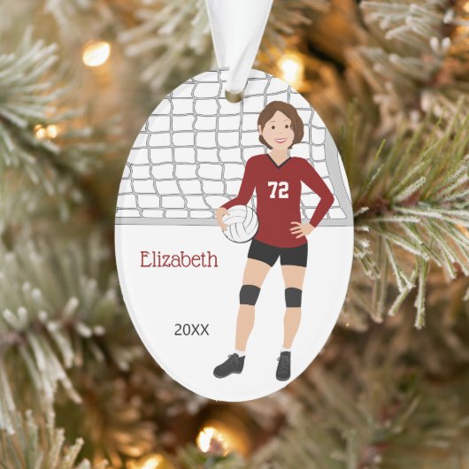 Volleyball Kurz Hair Brünett in Rot und Schwarz Ornament (Baum)