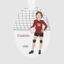 Volleyball Kurz Hair Brünett in Rot und Schwarz Ornament