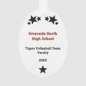 Volleyball Kurz Hair Brünett in Rot und Schwarz Ornament (Rückseite)