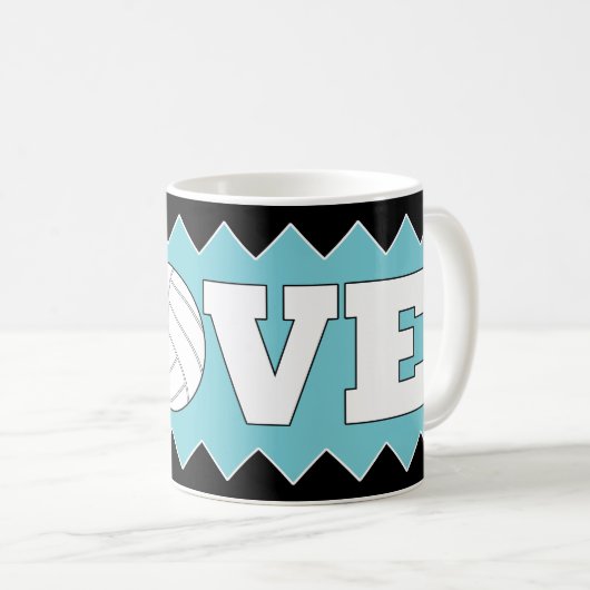 Volleyball LIEBE Custom Colour Fun Kaffee Tasse (VorderseiteRechts)