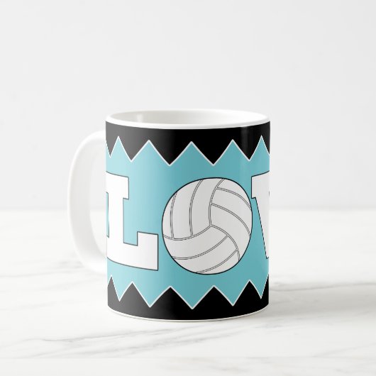 Volleyball LIEBE Custom Colour Fun Kaffee Tasse (Vorderseite Links)