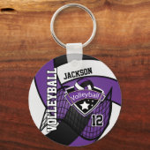 Volleyball - Lila, schwarz und weiß Schlüsselanhänger (Vorderseite)