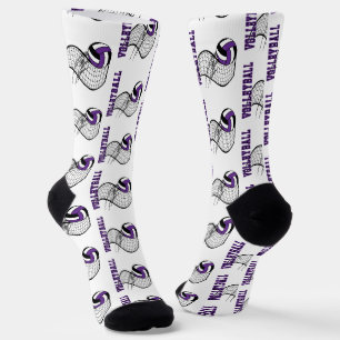 Volleyball - Lila, Schwarz und Weiß  Socken