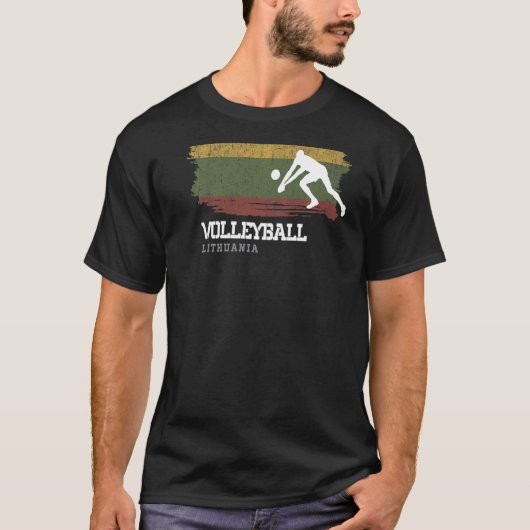 Volleyball Litauen Flag Team Indoor Beach Player T-Shirt (Vorderseite)