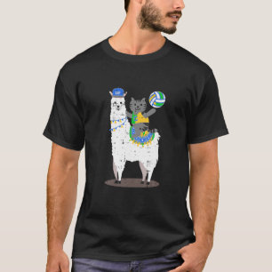 Volleyball Llama Katze Cooler Niedliche Geburtstag T-Shirt