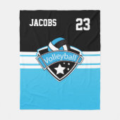 Volleyball-🏐 Logo in Baby Blue, White & Black Fleecedecke (Vorderseite)