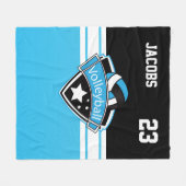 Volleyball-🏐 Logo in Baby Blue, White & Black Fleecedecke (Vorderseite (Horizontal))