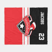 Volleyball-Logo in Rot, Weiß und Schwarz Fleecedecke (Vorderseite (Horizontal))