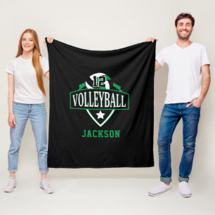 Volleyball-Logo mit DIY-Nummer - Grün Fleecedecke