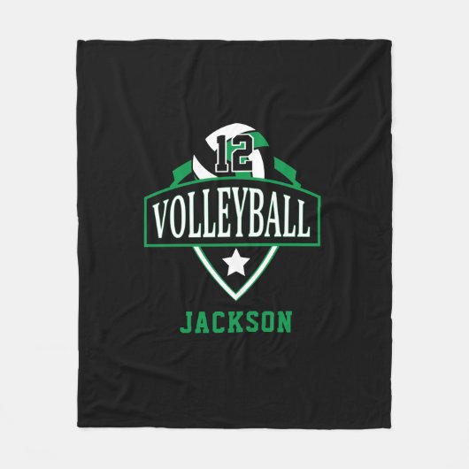 Volleyball-Logo mit DIY-Nummer - Grün Fleecedecke (Vorderseite)