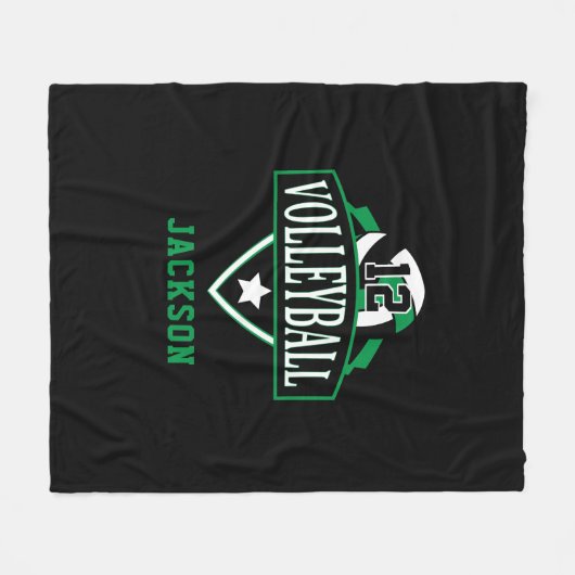 Volleyball-Logo mit DIY-Nummer - Grün Fleecedecke (Vorderseite (Horizontal))