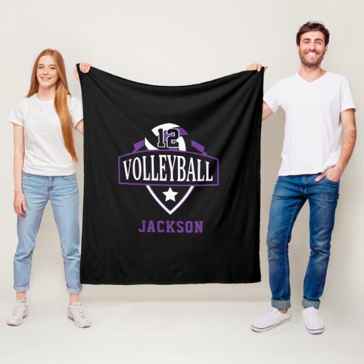 Volleyball-Logo mit DIY-Nummer - Lila Fleecedecke (Beispiel)