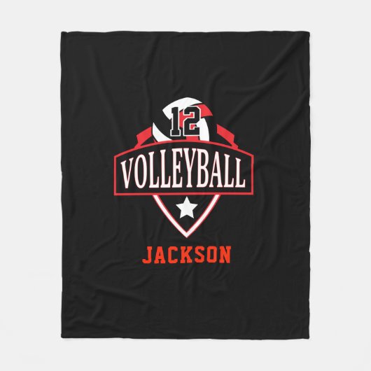 Volleyball-Logo mit DIY-Nummer - Rot Fleecedecke (Vorderseite)