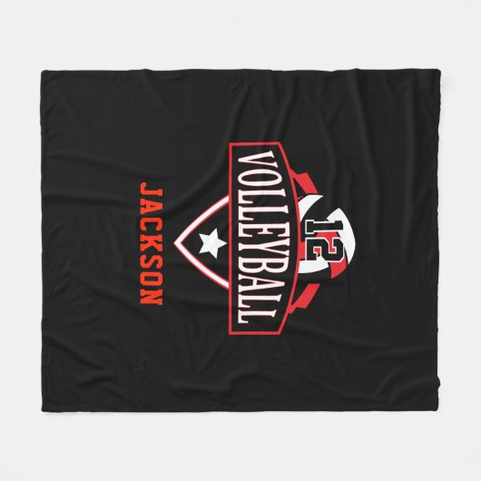 Volleyball-Logo mit DIY-Nummer - Rot Fleecedecke (Vorderseite (Horizontal))