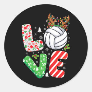 Volleyball Lovers Boys Girls Kinder Weihnachten V Runder Aufkleber