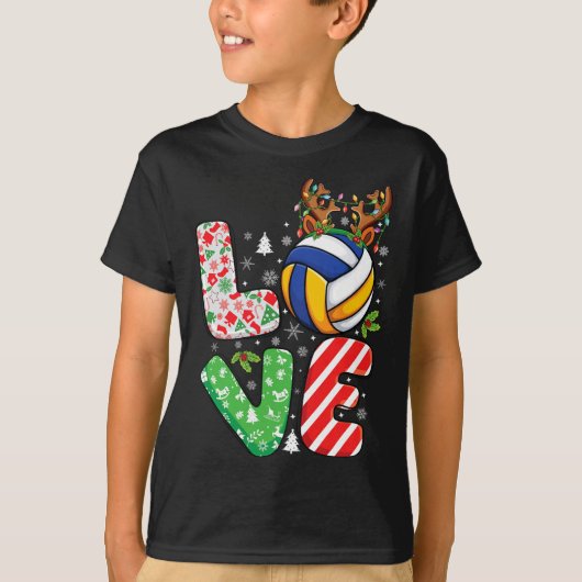 Volleyball Lovers Boys Girls Kinder Weihnachten V T-Shirt (Vorderseite)