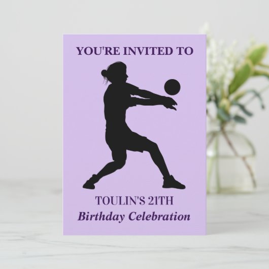 Volleyball Mädchen Geburtstag , Volleyball Spieler Einladung (Stehend Vorderseite)