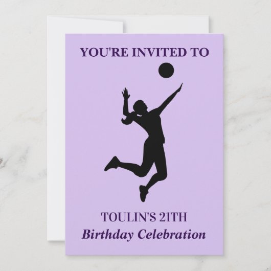 Volleyball Mädchen Geburtstag , Volleyball Spieler Einladung (Vorderseite)