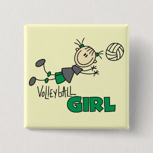 Volleyball-Mädchen-T-Shirts und Geschenke Button