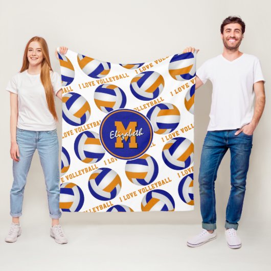 Volleyball-Mädchensaal in blauer Orange I Liebe Fleecedecke (Beispiel)