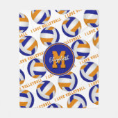 Volleyball-Mädchensaal in blauer Orange I Liebe Fleecedecke (Vorderseite)