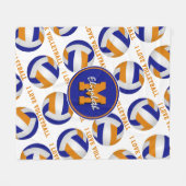 Volleyball-Mädchensaal in blauer Orange I Liebe Fleecedecke (Vorderseite (Horizontal))