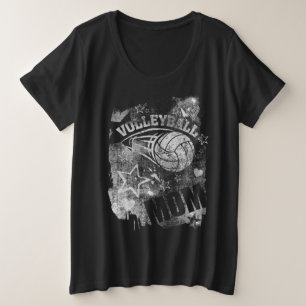 Volleyball-Mama, Black Grunge Volleyball Große Größe T-Shirt