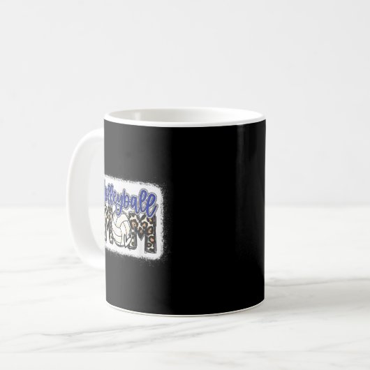 Volleyball Mama Blue Leopard 8 Kaffeetasse (Vorderseite Links)
