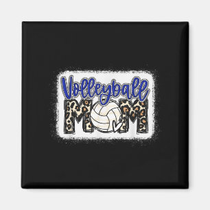 Volleyball Mama Blue Leopard 8 Magnet