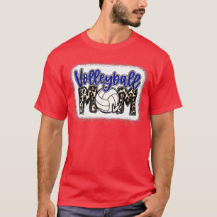 Volleyball Mama Blue Leopard T-Shirt