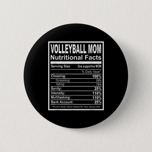 Volleyball Mama Ernährung Fakten Button (Vorderseite)