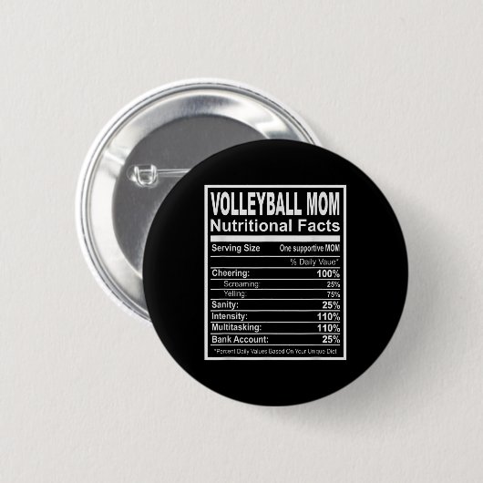 Volleyball Mama Ernährung Fakten Button (Vorne & Hinten)