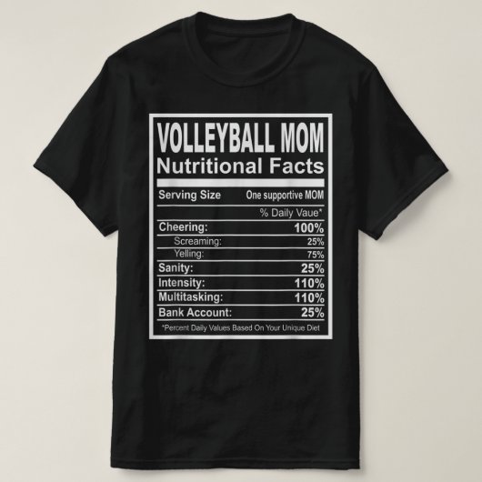 Volleyball Mama Ernährung Fakten T-Shirt (Design vorne)