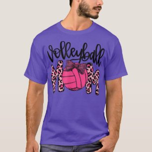 Volleyball Mama Leopard Funny Ball Mama Brust Camp T-Shirt