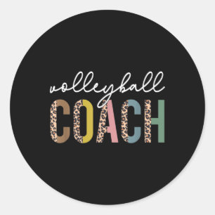 Volleyball Mama Leopard Volleyball Trainerteam Ges Runder Aufkleber