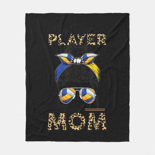 Volleyball Mama Messy Bun Fun Sport Ball Mama Mutt Fleecedecke (Vorderseite)