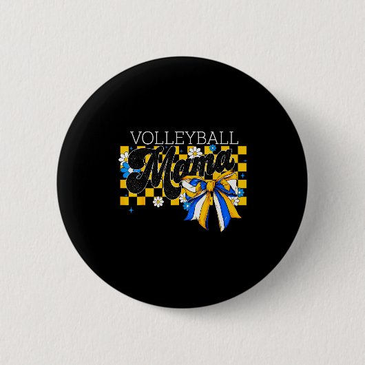 Volleyball Mama Mom Game Day Retro Flower Coquette Button (Vorderseite)