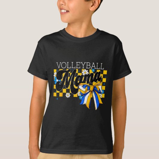 Volleyball Mama Mom Game Day Retro Flower Coquette T-Shirt (Vorderseite)