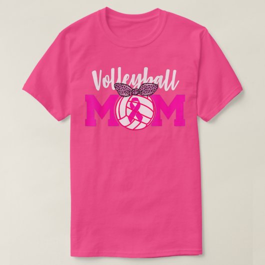 Volleyball Mama Rosa Ribbon Brustkrebs Bewusstsein T-Shirt (Design vorne)