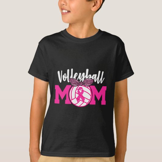 Volleyball Mama Rosa Ribbon Brustkrebs Bewusstsein T-Shirt (Vorderseite)