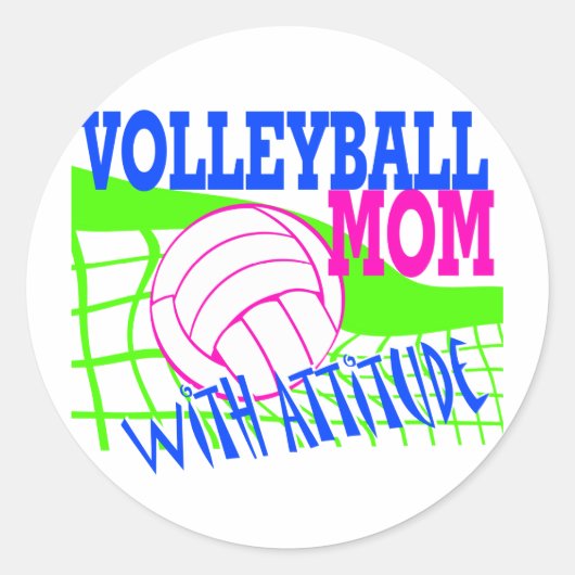 Volleyball-Mama Runder Aufkleber (Vorderseite)