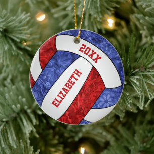 Volleyball-Mannschaft in Rot-Weiß Keramik Ornament