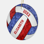 Volleyball-Mannschaft in Rot-Weiß Keramik Ornament (Links)
