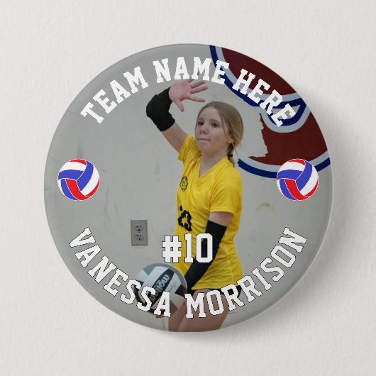 Volleyball-Mannschaft Spieler Name Nummer  Button (Vorderseite)