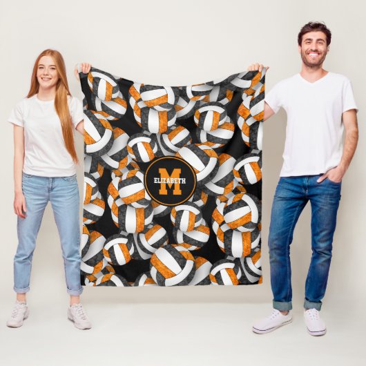 Volleyball-Mannschaftsfarben in schwarzorange Fleecedecke (Beispiel)
