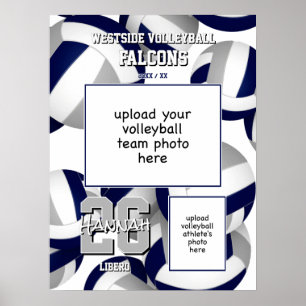 Volleyball-Mannschaftsfarben mit blauen Fotos Poster
