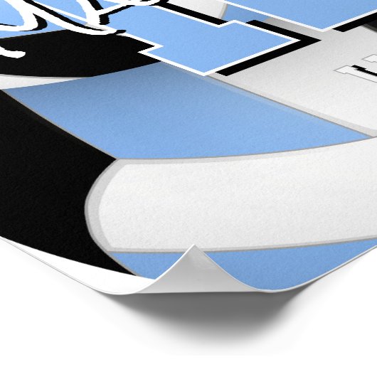 Volleyball-Mannschaftsfarben mit Fotos in Schwarz Poster (Ecke)