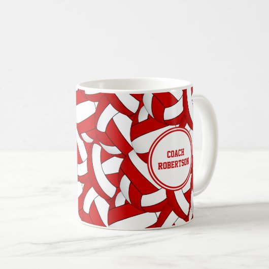 Volleyball-Mannschaftsfarben rot-weiß - Geschenk d Kaffeetasse (VorderseiteRechts)